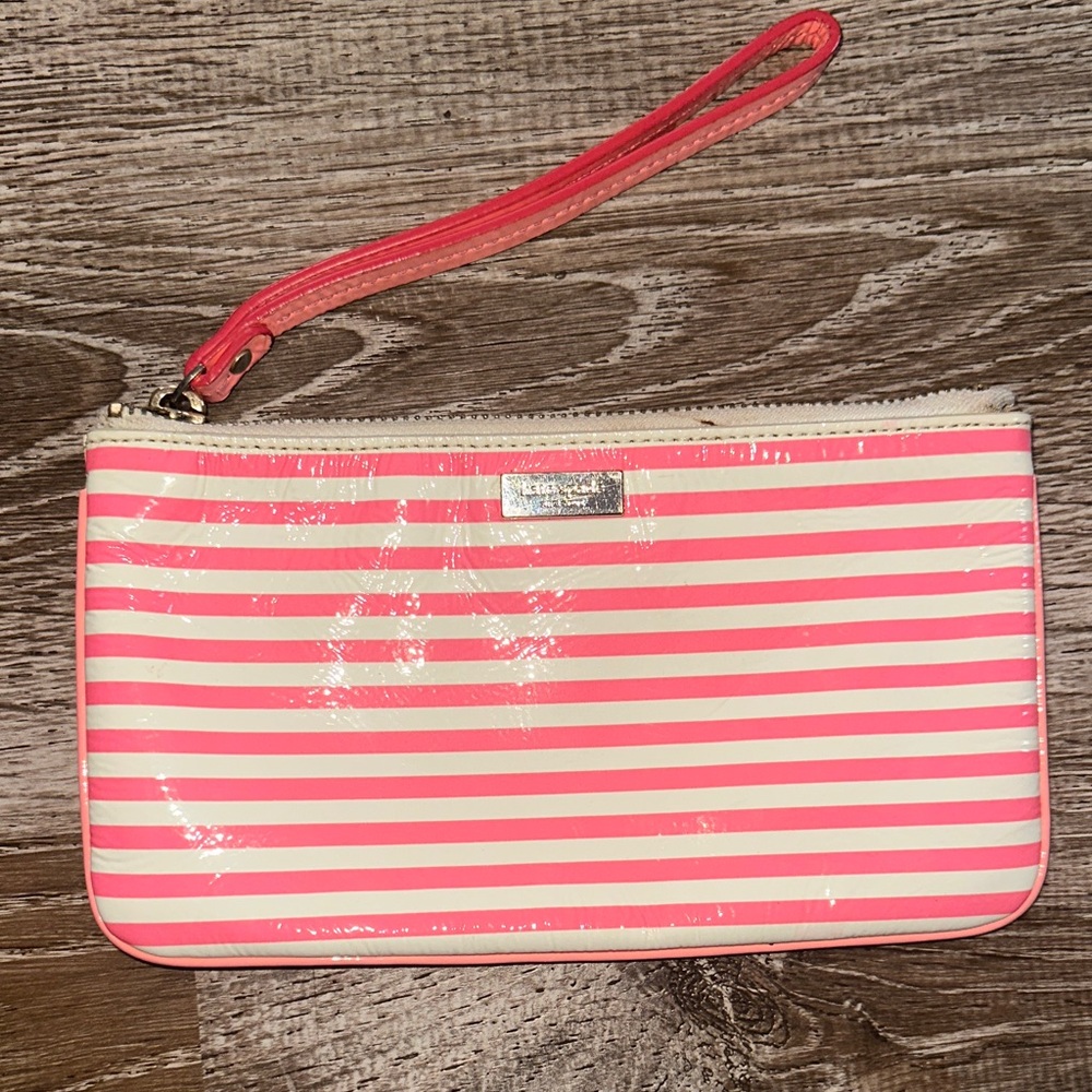 Kate Spade Vibrant Pink and Cream Striped Tote